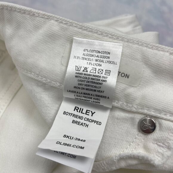 DL 1961 White Riley Cropped Boyfriend Jeans Size 27 - Picture 14 of 14